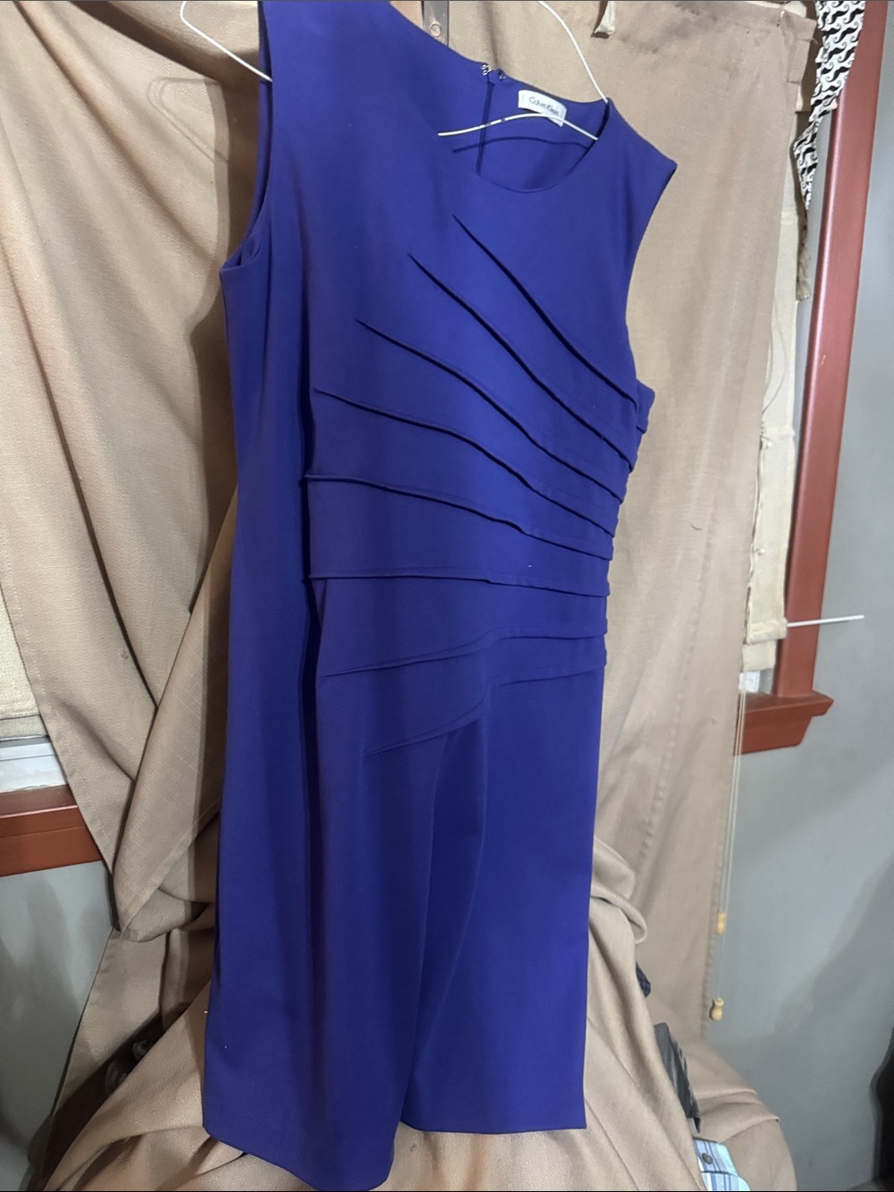 Calvin Klein Sleeveless Pleated Panel Dress - Purple